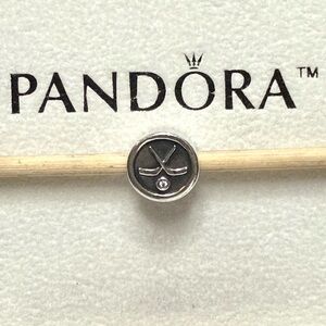 Authentic Retired Pandora Hockey Puck Charm Sterling Silver CZ 791203CZ